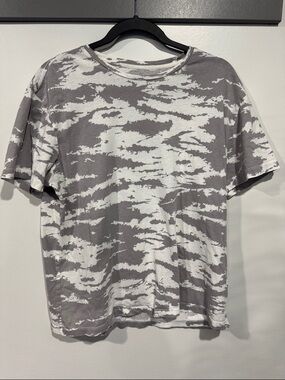 AllSaints Gray and White Abstract-Pattern Short-Sleeve Tee